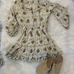 Natalie Martin Size Small like NEW Floral Boho Dress with Puff Sleeves